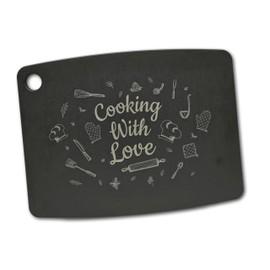 JADE Gourmet Kitchen 20.3 x 15 x 0.6 cm Kiss The Cook Laminated Wood Fibre Chopping Board with Hanging Hole, Suitable for All Foods, Dishwasher Safe (Cooking)