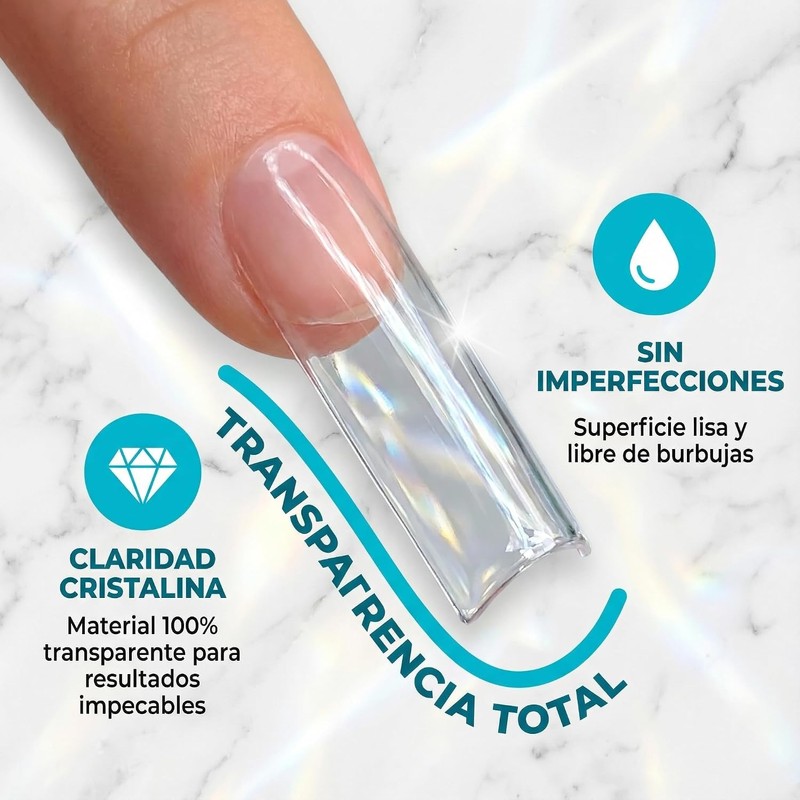 Nivofu 200Pcs Puntas de Uñas Postizas Curvadas en C Largas,