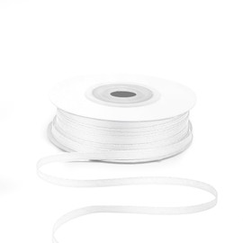 KMER LIFE 1/8" Wide x 50 Yards White Polyester Satin Ribbon, Perfect for Wedding Decor, Crafts, Gift Wrapping & Other Projects