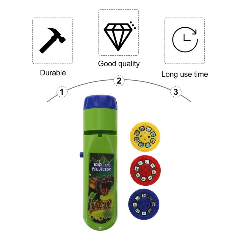 Toyvian Dinosaur Projector Flashlight, Slide Torch Projector Toys Lighting Story