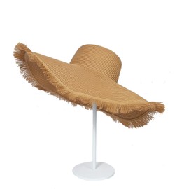 Aimiwial Sun Beach Hats for Women,Wide Brim Straw Hats Womens with Fringe Tassels, Foldable Woven Sun Hat UV Protection Brown