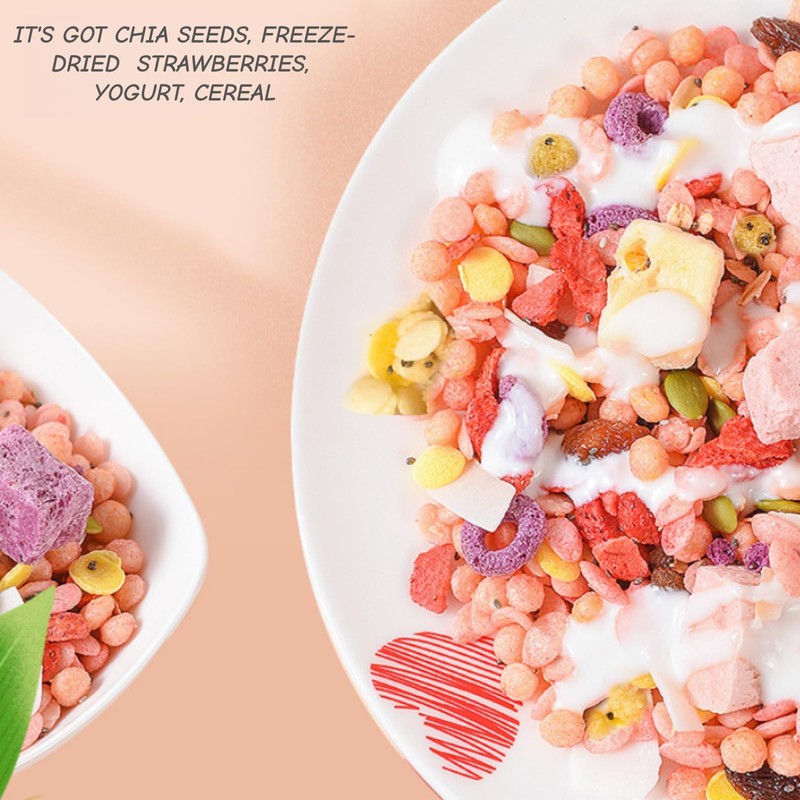 Chia Seed Strawberry Yogurt Cereal – Crunchy, with Milk or
