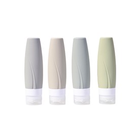 AwA HoDoMi 4Pack Travel Size Toiletries Kit - TSA Approved 3oz Leak Proof Refillable Squeeze Bottles for Toiletries | Essential Cosmetic Container Kits with Toiletry Bag - Cone