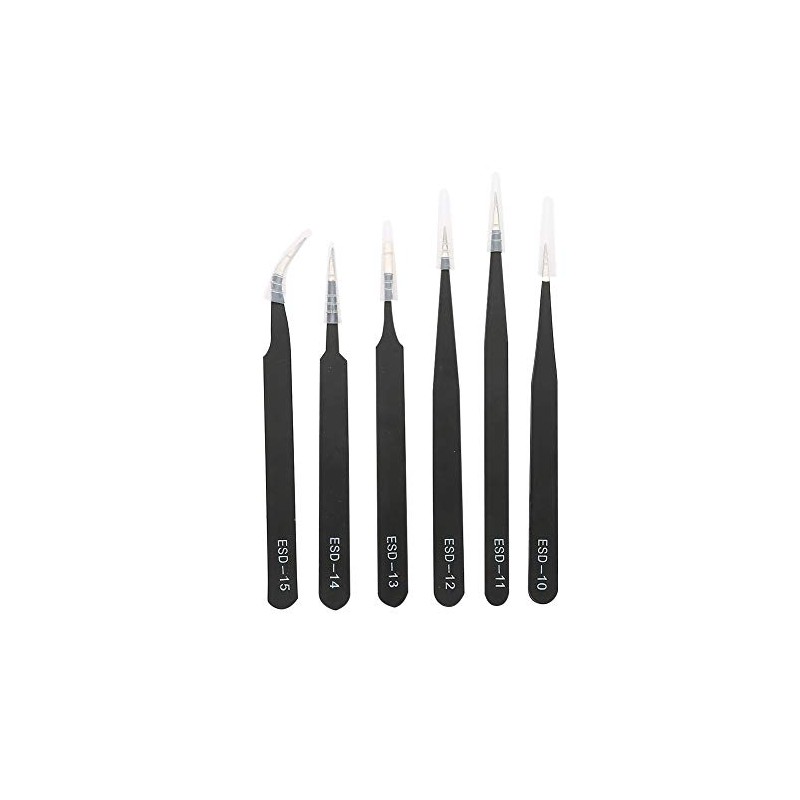 Pinzas Precisión Kit, 6 Piezas Pinzas ESD Conjunto, Tweezers de