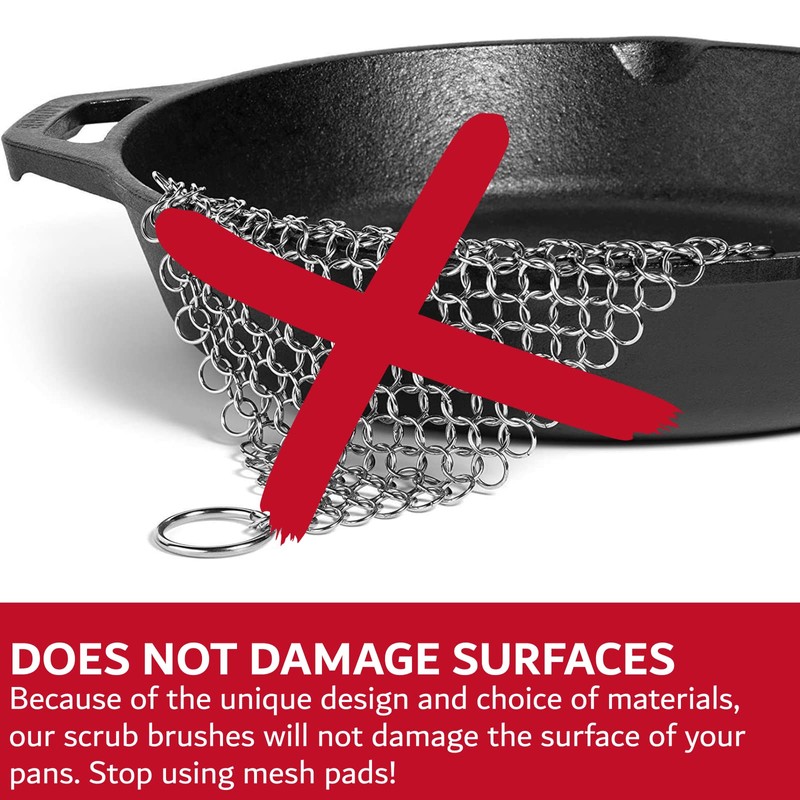 Cast Iron Scrub Brush & Scraper, Dish Scrubber Brush with