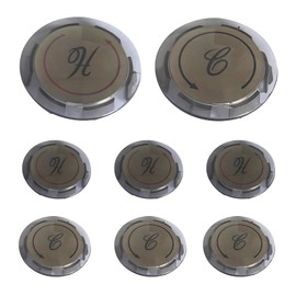 4 Pack Replacement Hot and Cold Crystal Acrylic Faucet Knobs for Prime-Line MP54300 Universal Index Buttons, 1-5/16 in. Diameter, Clear Acrylic with Gold (Smoked Decorative Cover)