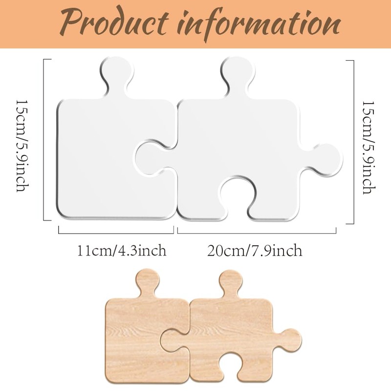 INFUNLY 2pcs Jigsaw Acrylic Router Templates Puzzle Shape Clear Angled