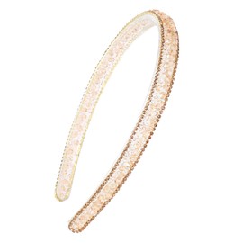 Gold Headband, Rhinestone Headband Sparkly Headbands for Women Gold Hair Accessories Rhinestone Headband for Women Fancy Gold Tiara for Women Girls Champagne Non Slip Bling