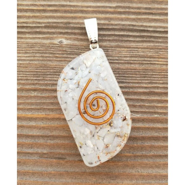 ORGONE ANGELITE GEMSTONE EYE SHAPED PENDANT ORGONITE (ONE)