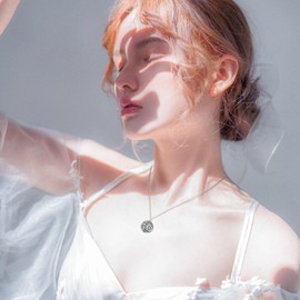 OHAYOO Elf Compass Chain 925 Sterling Silver Abalone Pendant Necklace Jewellery for Women Girls Daughter, Regular, Sterling Silver, Abalone