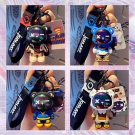 Moerstar 3D Keychain Cool Tide Bear Cute Bag Charm Decorative Space Flight Flash Bear Keychain
