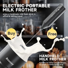 Electric Milk Frother Handheld Bundle,4 in 1 Automatic Milk Frother and Steamer Set,Cold Foam Maker Set for Hot Chocolate,Latte,Cappuccino and Macchiato (Black01)