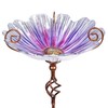 MUMTOP 31 Inch Height Glass Birdbath Birdfeeder with Metal Stake