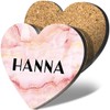 1 x Heart Coaster - Name Hanna Marble Stone Texture