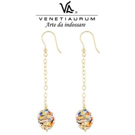 Venetiaurum Women's Genuine Murano Glass and Sterling Silver 925 Pearl Stud Earrings - Made in Italy Certified, Sterling Silver, Murano glass