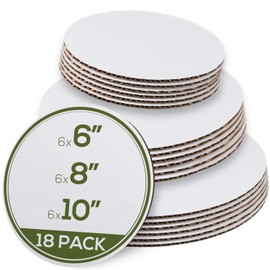 StarMar Set of 18 - Cake Board Rounds, Circle Cardboard Base, 6, 8 and 10-Inch. Perfect for Cake Decorating, 6 of Each Size