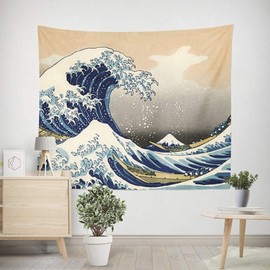 Jasion The Great Wave Off Kanagawa Tapestry Mount Fuji Ocean Wave Wall Hanging Art for Home Headboard Bedroom Living Room Dorm Decor in 51x60 Inches