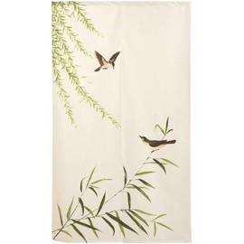 Noren Workshop 11676 Noren Bird Sekirei Tapestry Width 33.5 x Length 59.1 inches (85 x 150 cm), Natural Room Divider, Blindfold, Half Noren Sekirei