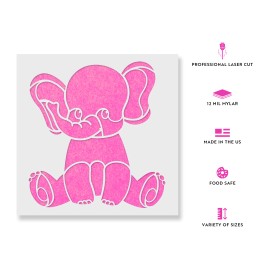 Stencil Revolution Baby Elephant Stencil - Durable & Reusable Mylar Stencils - 12"x12"