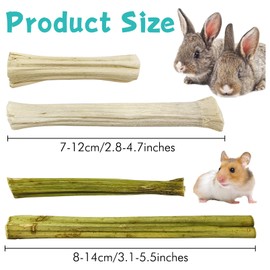 Tfwadmx Rabbit Chew Sticks 25PCS Sweet Bamboo Treats & 25PCS Papaya Stems Small Animal Snacks Bunny Chew Toys for Chinchilla Rabbit Guinea Pig Hamster Squirrel