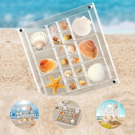 Artlunar 18 Grids Square Clear Acrylic Shadow Boxes Mini Seashell Collection Display Box Shell Display Cases