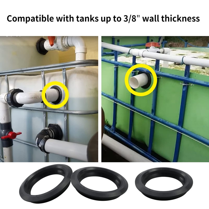 1 Pack 3" Flexible Rubber Tank Adapter (Bulkhead), Flexible Pipe-to-Tank