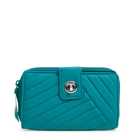 Vera Bradley Women's Cotton Turnlock Wallet With RFID Protection, Forever Green, One Size