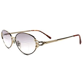 Vintage Fashion Womens Tinted Lens Oval Bifocal 1.00 Reading Sun Glasses