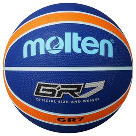 Molten GR Basketball, Indoor/Outdoor, Premium Rubber, Size 7, Impact Colour Blue/Orange, Suitable For Boys age 14 & Adult (BGR7-NOR)