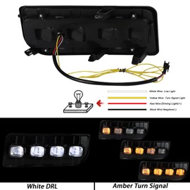 BINQIGOO Car LED Front Bumper Fog Light Compatible with 2014-2023 Toyota 4Runner Limited, Switchback White Daytime Running Light DRL Amber Dynamic Turn Signal Lamp Accessories