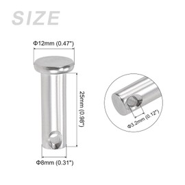 METALLIXITY Clevis Pins (8mmx25mm) 4Pcs, Single Hole Flat Head 304 Stainless Steel Fastener Pin - for Metal Devices, Furniture Installation, Industrial, DIY