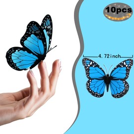 Butterfly Gifts for Women Butterflies Wall Decals Monarch Butterfly Wall Stickers Home Decor Blue 3D Butterflies Removable Mural Art Decal for Kids Room Bedroom Nursery Decor