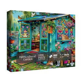 Garden Flower Puzzle 1000 Piece for Adults, Plant Gardening Jigsaw Puzzles, Spring Bird Cat Puzzle