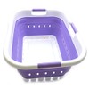 SAMMART 41L Collapsible 3 Handled Plastic Laundry Basket - Foldable Pop Up Storage Container/Organizer - Portable Washing Tub - Space Saving Hamper/Basket (3 handled rectangular, White/Lt. Purple)