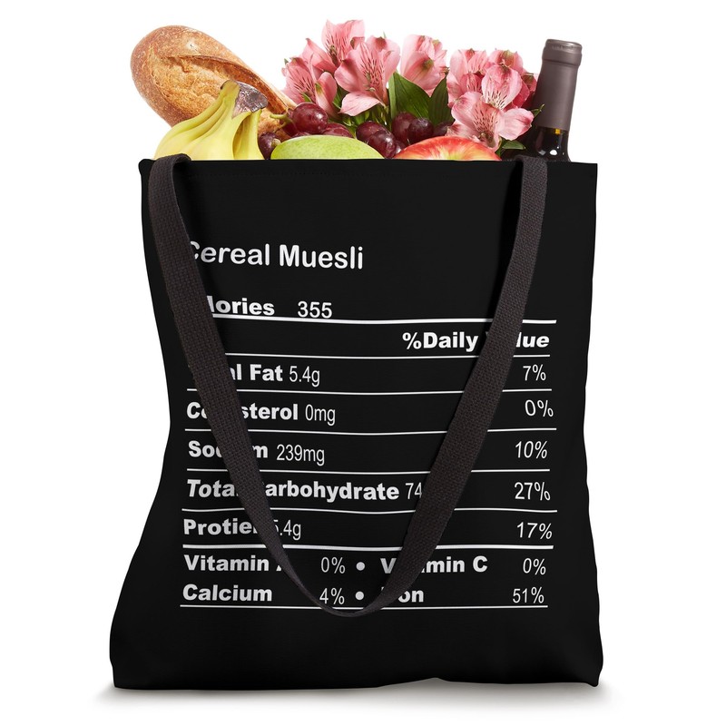 Funny Cereal Muesli Thanksgiving Nutritional Fact Tote Bag