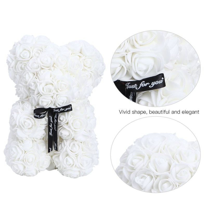 Unique Cute Bear Shape Simulation Artificial Rose Flower with Bowknot