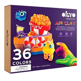 Okto 36 Colors Set - Arts and Crafts for Kids, Modelling Clay, Air Dry Clay for Kids, Non-Sticky, Dries in 24 Hours, No Baking Required