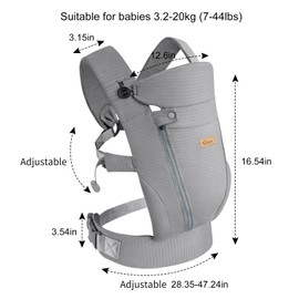 Cuby Baby Carrier Newborn to Toddler Ergonomic Infant Carrier with Head Support Breathable Baby Sling Carrier Adjustable Toddler Wrap Carrier Hands Free Baby Wrap Carrier for 3-24 Months Infant Toddler Up to 20kg (Dark Grey)