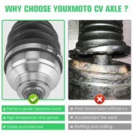 Youxmoto Front Left+Right CV Axle & Wheel Bearing Kit Fit for Honda FourTrax foreman 450 (TRX450FE TRX450FM) 1998 1999 2000 2001 2002 2003 2004; 4340 Chromoly Steel Drive Shaft
