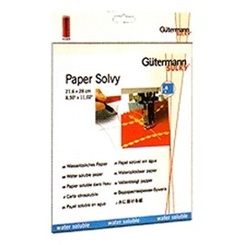 Gütermann 21.6 cm x 28 cm, 90% Cellulose 10% Polyvinyl Alcohol Paper Solvy Water Soluble Film – Clear