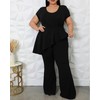 CXXQ Plus Size 2 Piece Outfits for Women Peplum Tops