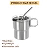 sourcing map 304 Stainless Steel Cup with Handle & Straw