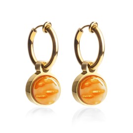 Clip Ohrringe mit Anhänger • Gold Ohrclips aus Edelstahl 18k vergoldet • mit Charm in orange zum Wechseln • nachhaltig & handgemacht • MIX AND MATCH • Ø 14 mm