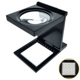 MAGDEPO Folding Stand Striped Magnifier 6x Magnification Linen Tester Magnifier Graduated Textile Forensic Color Proofing Precision Work Magnifier Bonus Card Magnifier