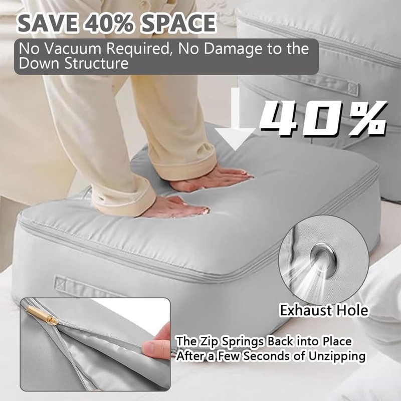 Space-saving compressing organiser, pack of 2 compressing bags, self-compressing movable