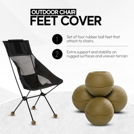 Stabilizing Rubber Ball Feet for Helinox Camping Chair - Durable Outdoor Chair Leg Cap, Help Stability on Rugged and Uneven Surfaces (Coyote TAN, 55mm)