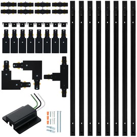 Zanixor 26FT H Track Lighting Rail Kit, Black H Type Track Lighting Rails with Floating Canopy Connector, I&L&T Connector, End Caps and Live End Feed Connector for H Style 3-Wire Track Heads