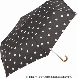 Miyajima 12640 Folding Umbrella, 21.7 inches (55 cm), Windproof Ribs, Dots, Navy, Hand Open, UV Protection Coating