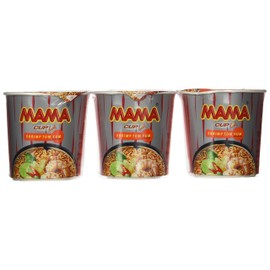 Mama Instant Cup Noodles Creamy Tom Yum Shrimp Flavor Thai Original Spicy Net Wt 42 G (1.48 Oz) X 6 Cups