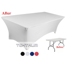 Tektrum 10 Pack 6ft Long Rectangular Stretch Tablecloth, Spandex Jacket Cover, Tight Fit Washable Wrinkle Resistant Table Cover for Trade Show, DJ, Wedding, Party, Event, Banquet, Kiosk (White)